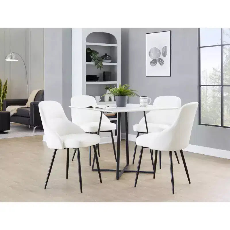 LumiSource Set di 2 sedie York imbottite in PU nero