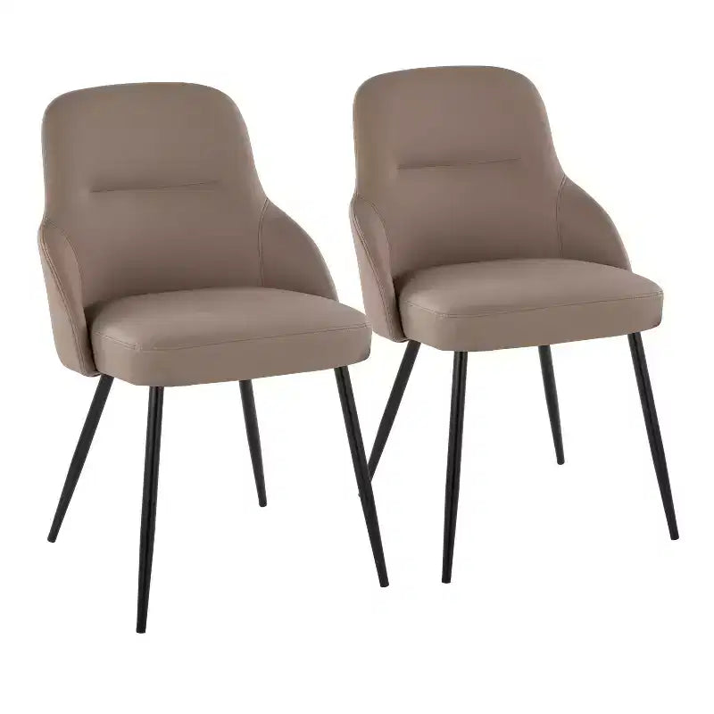LumiSource Set of 2 York Upholstered PU Chair Black