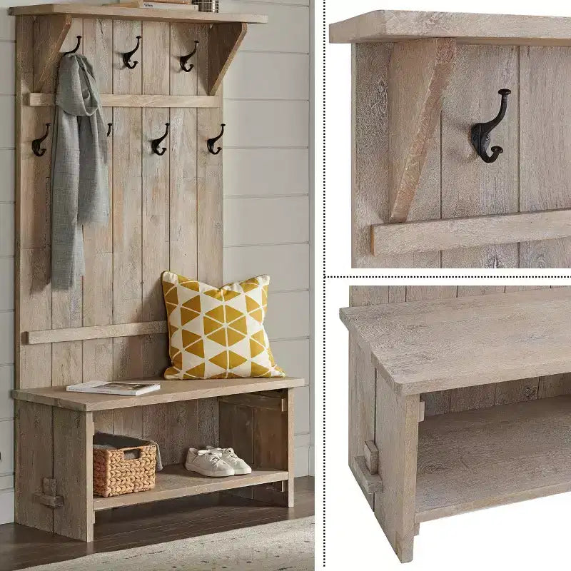 70 Hall Tree Driftwood - Alaterre Furniture