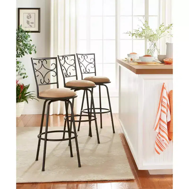 Buylateral Set di 3 sgabelli da bar girevoli Claremont regolabili in altezza 24-30" in metallo