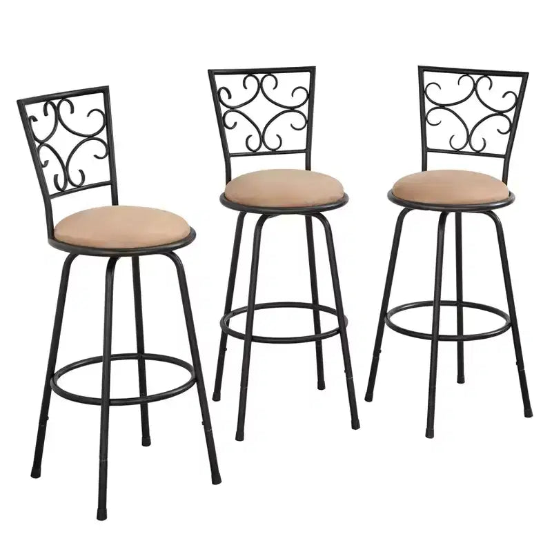 Buylateral Set di 3 sgabelli da bar girevoli Claremont regolabili in altezza 24-30" in metallo