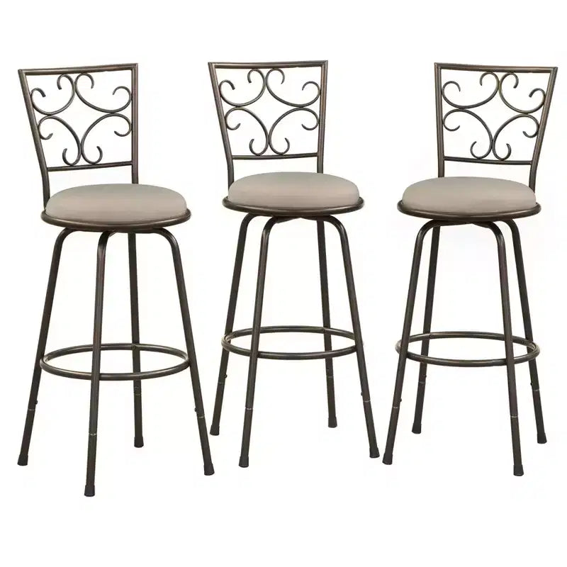 Buylateral Set of 3 Claremont Adjustable Height 24-30" Swivel Barstools Metal