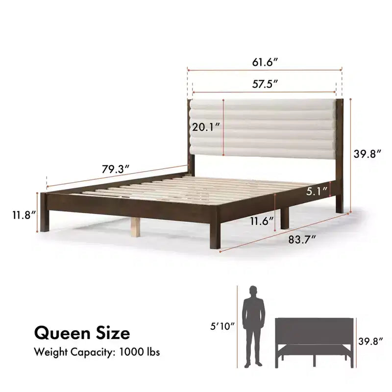 HOMES: Inside + Out Letto a piattaforma Queen Belna con rivestimento in bouclé