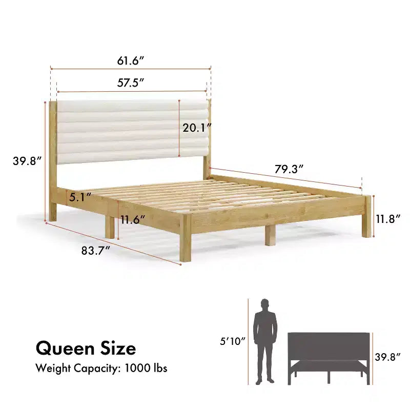 HOMES: Inside + Out Letto a piattaforma Queen Belna con rivestimento in bouclé
