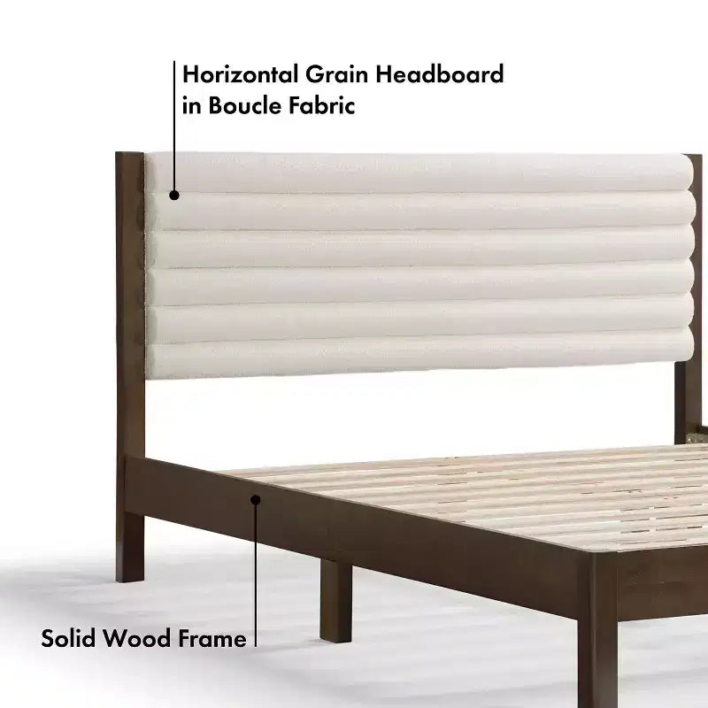 HOMES: Inside + Out Letto a piattaforma Queen Belna con rivestimento in bouclé