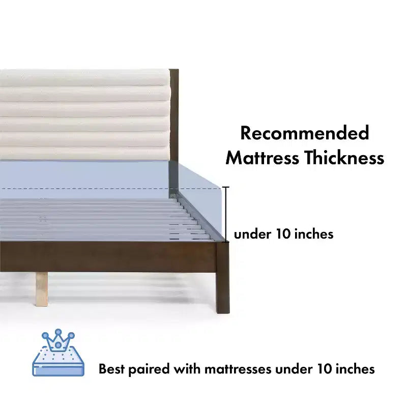 HOMES: Inside + Out Letto a piattaforma Queen Belna con rivestimento in bouclé