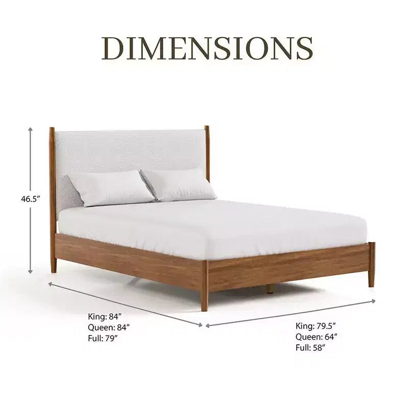 HOMES: Inside + Out Letto a Piattaforma Moderno di Metà Secolo Riverstone con Testiera Boucle