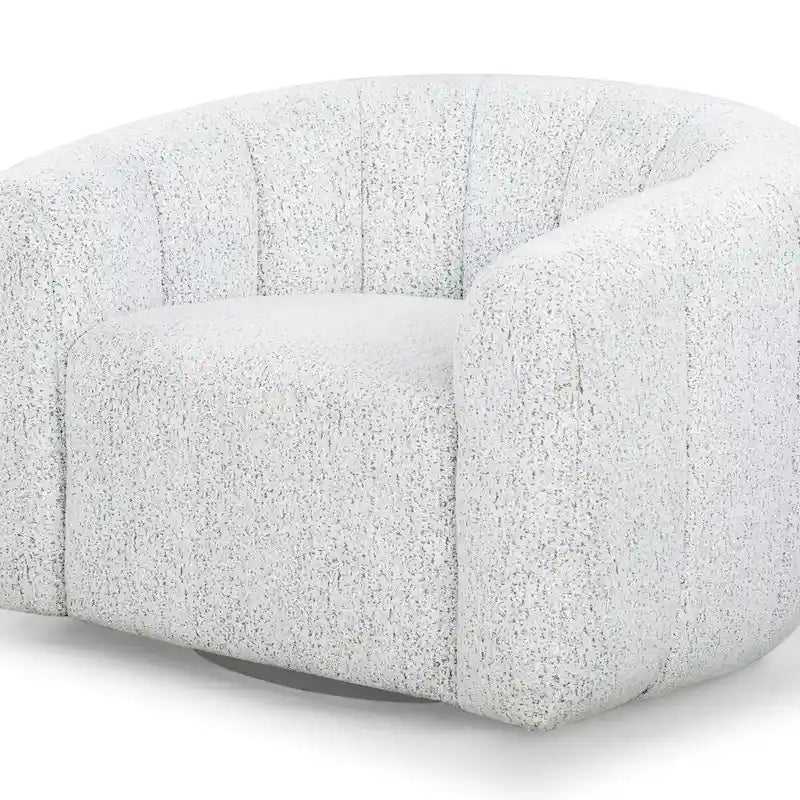 Poltrona girevole Bouclé – Bianco e Nero, 96,5 cm L x 84 cm P x 71 cm A