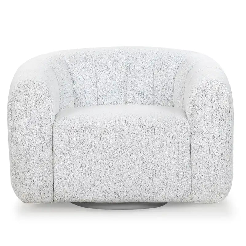 Poltrona girevole Bouclé – Bianco e Nero, 96,5 cm L x 84 cm P x 71 cm A